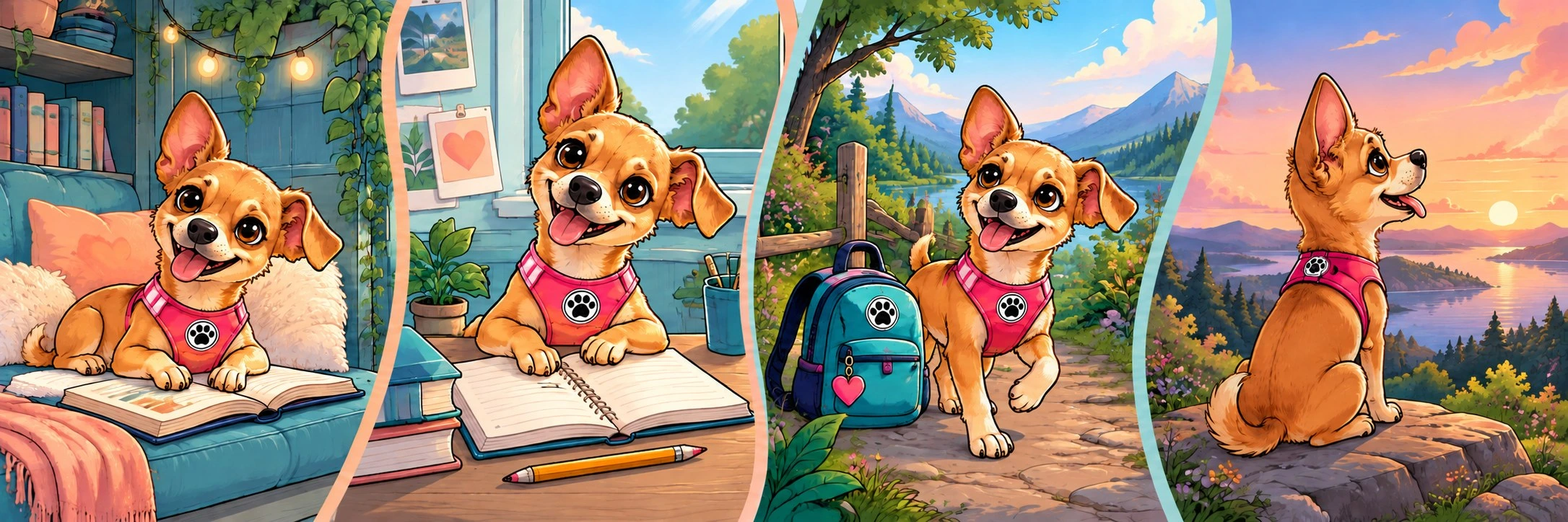 Miss Lucy in four illustrated scenes